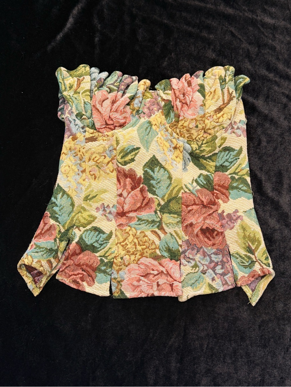 PrettyLittleThing Pastel Floral Strapless Ruffled Camisole